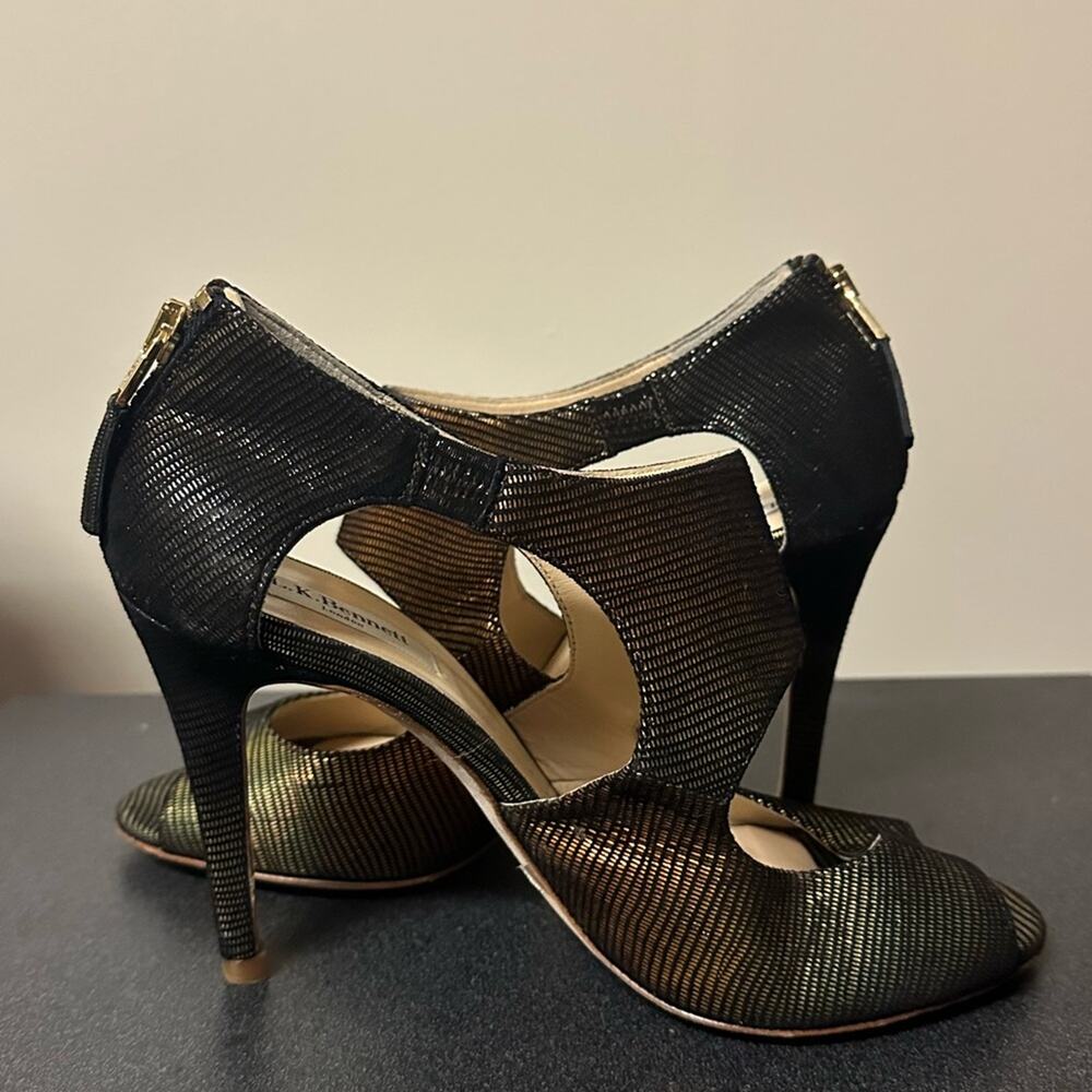 LK Bennett Metallic Black and Gold Heels - Picture 7 of 12